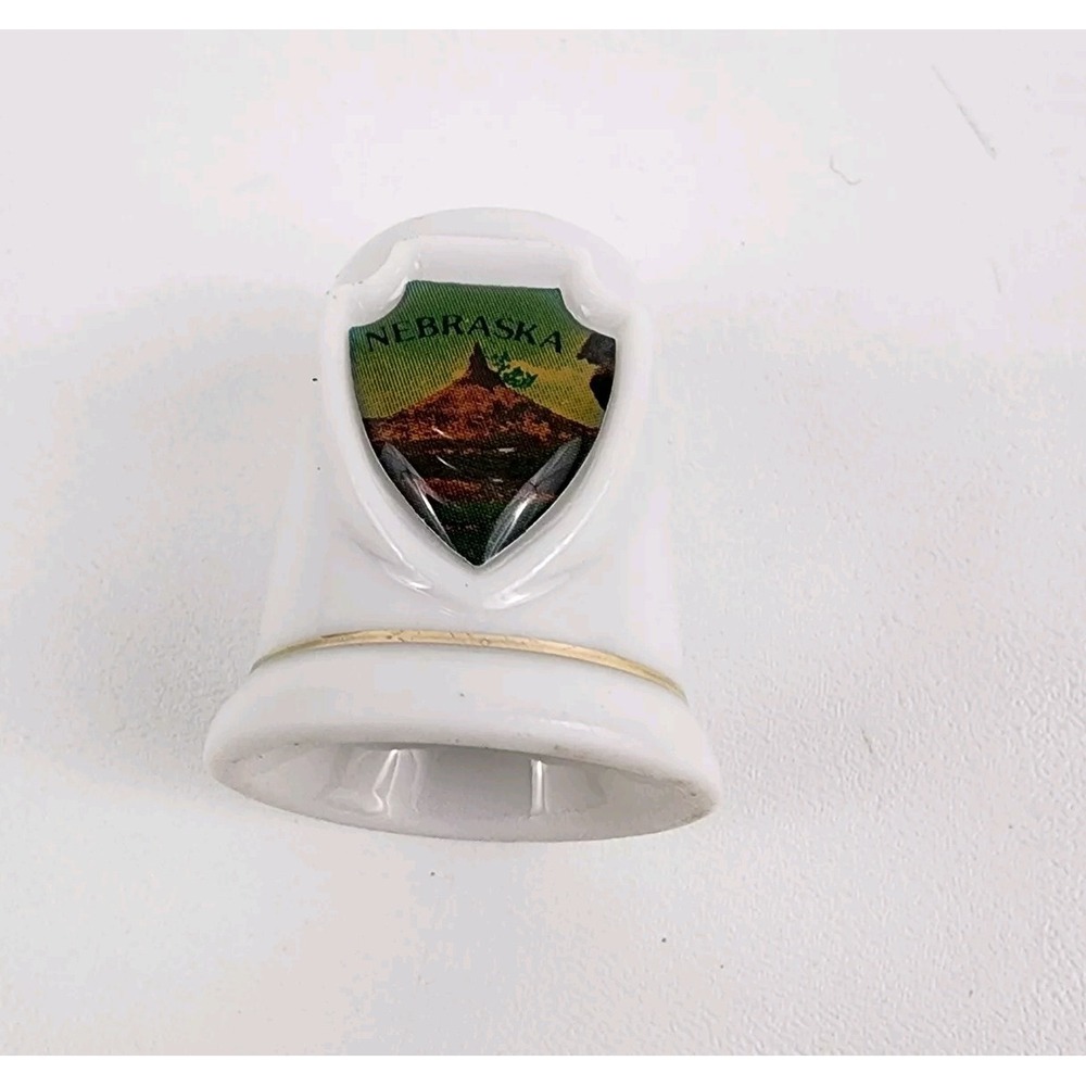 Porcelain Thimble, Collectible, Souvenir Nebraska
